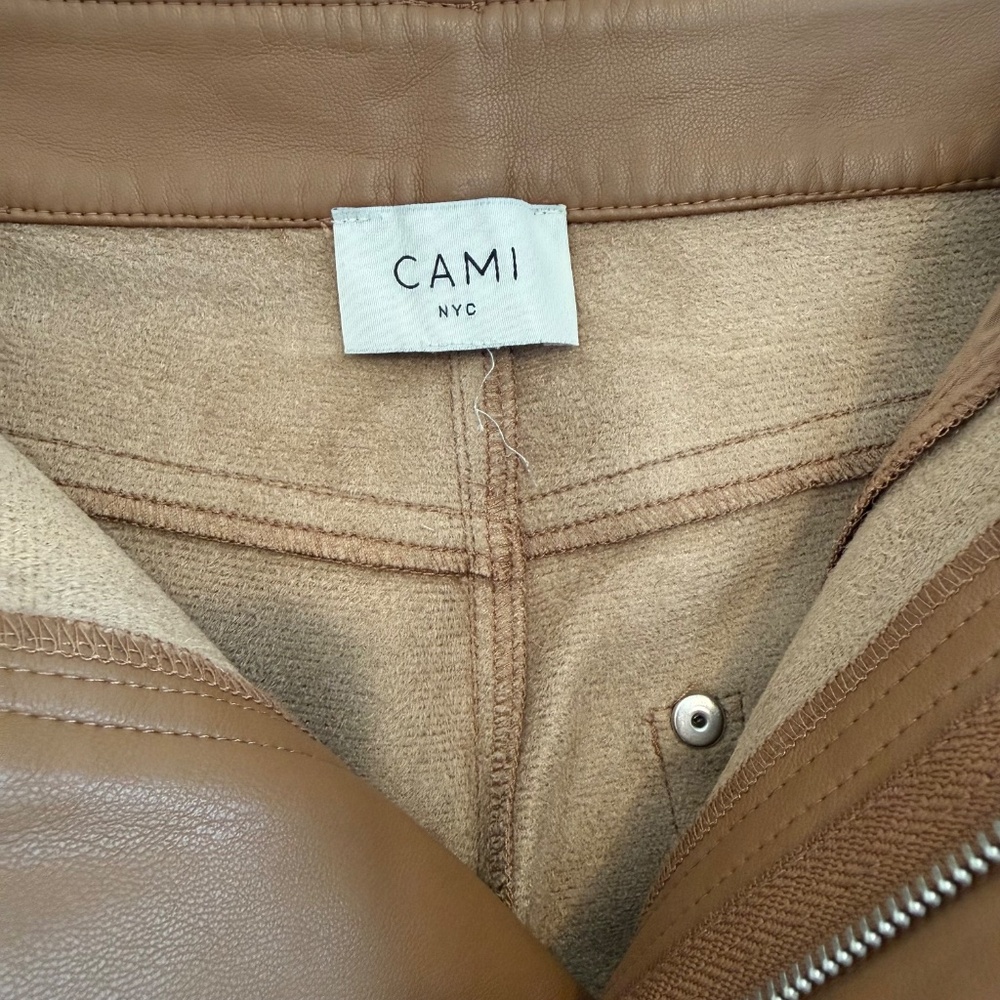 *Cami NYC Womens Hanie Caramel Brown Cropped Bootcut Vegan Leather Pants - Picture 5 of 14